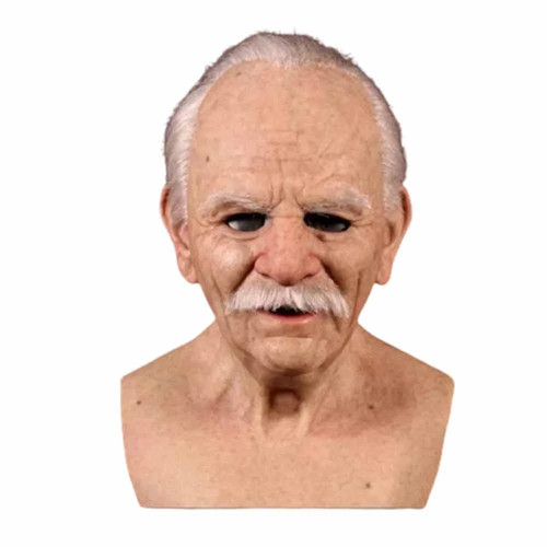 Real head mask old man - head,