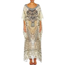 Camilla Love Weave Kaftan One Size Print Silk 3/4 Sleeve Long Maxi Dress