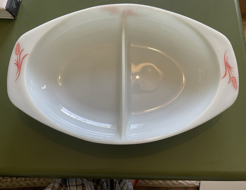 Pyrex milk glass divided - pyrex,