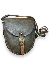 Vintage MULBERRY Crossbody Bag Small Flap Over Brown Scotchgrain/Leather 693107