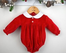 Pex Spanish Baby girls clothes red velour romper outfit newborn 0-3-6 months