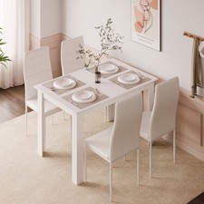 White Dining Table and 4 PU