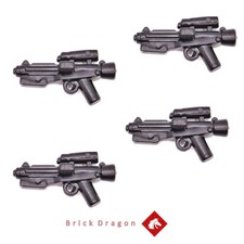 4 x Black E-11 Custom Star Wars Stormtrooper Minifigure Blaster Weapons
