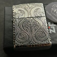 Zippo Lighter Armor Luxury Arabesque 5 Sides Processing Silver Japan New