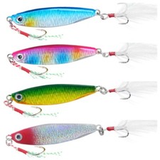5 PCS Fishing Lures Glitter Feather Lifelike Baits Crankbaits Swimbait Tackle