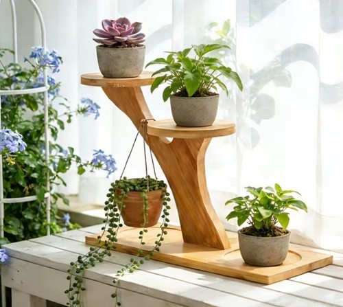 Tier bamboo plant stand - 2-tier,