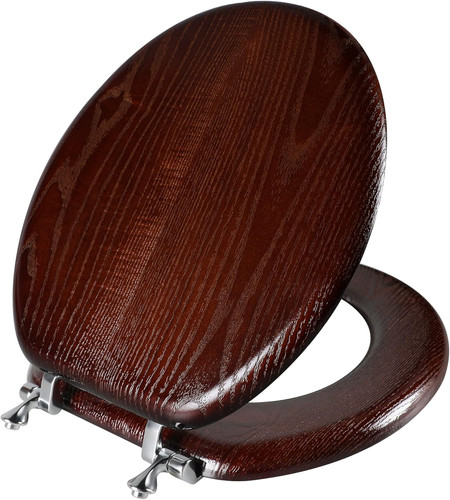 Dark walnut wood veneer toilet - walnut,