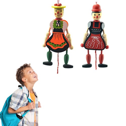 4pcs wooden girl - wooden, string