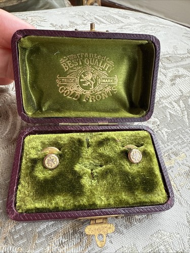 Antique leather studs box - antique,