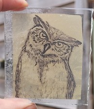 Owl stained glass piece window birds owls bird