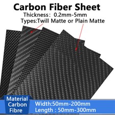 Carbon Fiber Sheet Twill Matte Plate Plain Matte Plate Thick 0.2mm 0.5mm 1mm-5mm