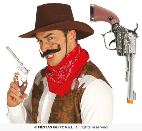 Silver cowboy revolver 25cm - silver,