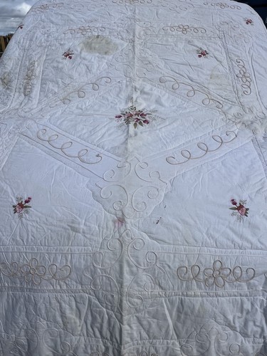 Vintage embroidered red rose - vintage,
