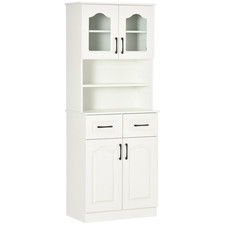 Kitchen Dresser Cupboard Storage Cabinet Shelves 2 Drawers Work Top White