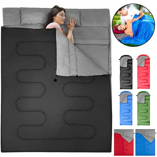 Double sleeping bag with - double,