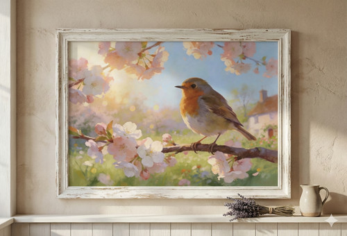 Robin blossom branch spring - robin,