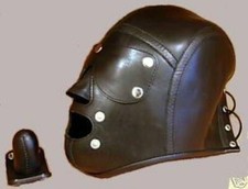 100% GENUINE REAL LEATHER SENSORY DEPRIVATION BONDAGE GIMP HOOD / MASK