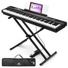 Black 88Key Semi Weighted Electric Digital Piano Keyboard w/USB MIDI,Stand,Pedal