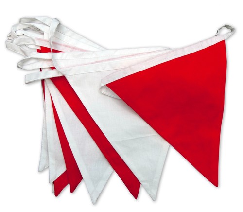 Red and white cotton bunting - red,