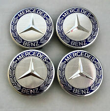 LOT 4 hub cover 75mm blue for Mercedes logo emblem wheel center rim