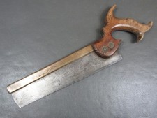 10" brass backed dovetail tenon saw vintage old tool by Thos Turner & Co