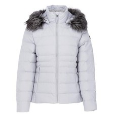 Karrimor Womens Down Full Zipped Warm Puffer Hooded Jacket Grey Size UK 14 ( L )