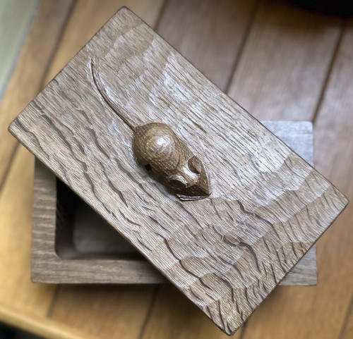 Mouseman oak trinket box - trinket,