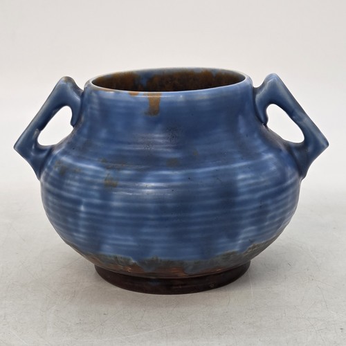 Blue drip glaze pottery vase - blue,