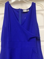 XL 14-16 Women’s Royal Blue Vneck Long Dress With Side Ruffles-Super Pretty-NWT