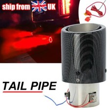 Car Universal Exhaust Muffler Tip Tail Pipe Stainless Steel Carbon Fiber Red LED