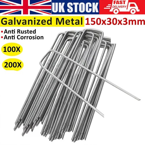 200x galvanised pins weed - u,