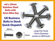 6x Stainless Steel Bolts m6 x 20mm Fairing Screws for Honda Pan Head Allen Key