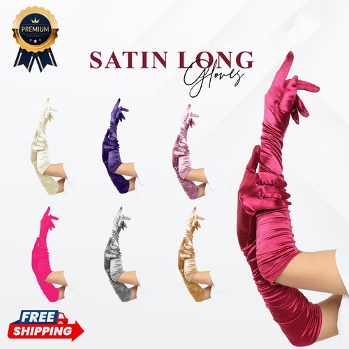 Ladies long satin gloves opera - satin,
