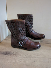 FRYE BOOTS MOTO JENNA- Size 4 UK- Great Boots- Leather- Brown- Quality