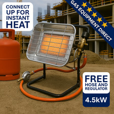 4.5KW Portable Propane LPG Gas Heater - Site, Patio, Fishing - STAND & REGULATOR