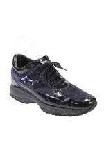 Hogan Womens Lace Up Sequin H Logo Trainers Sneakers Navy Black Size 39