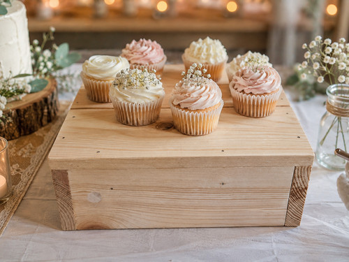 Square wooden cake stand