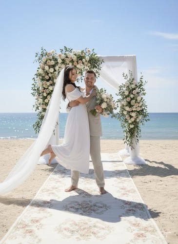 White chiffon wedding dress - white,