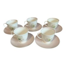 Vintage Set of 5 Susie Cooper Azalea Pink Tea Trio Cup and Saucer Sets Fine Bone