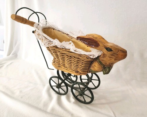 Vtg doll stroller pram - stroller, rabbit