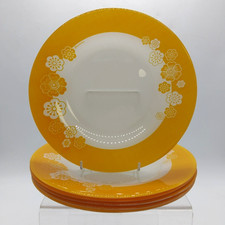 Vintage Retro Pasabache Oven Glass (Pyrex)  X6 Dinner Plates 25 cm Orange Flower