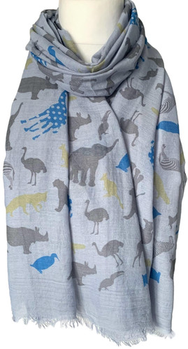 Animal print scarf ladies grey - scarf,