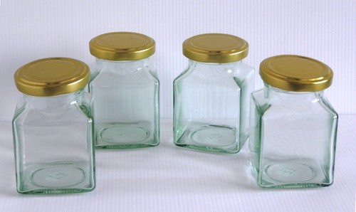 Square glass jars lids - 4,