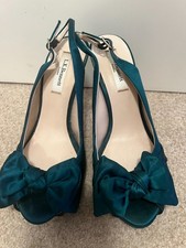 LK Bennett Emerald Green satin sling back open toe shoes.Size 39/6