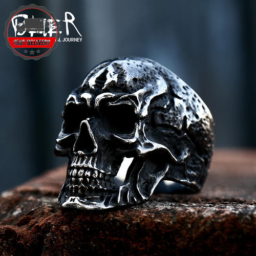 Mens large skull ring - mens,