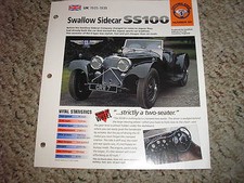 UK 1935-1939 Swallow Sidecar SS100 Hot Cars Group 1 # 52 Spec Sheet Brochure
