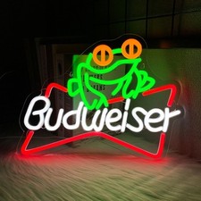 Budweiser Beer Frog Neon Led Sign Home Bar Pub Fathers Day Gift