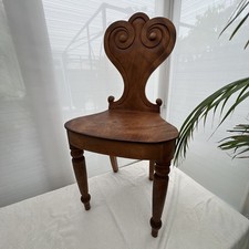 Antique hall chair - probably mahogany or oak? - excellent condition