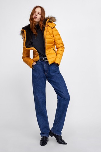 Zara women mustard down - zara,