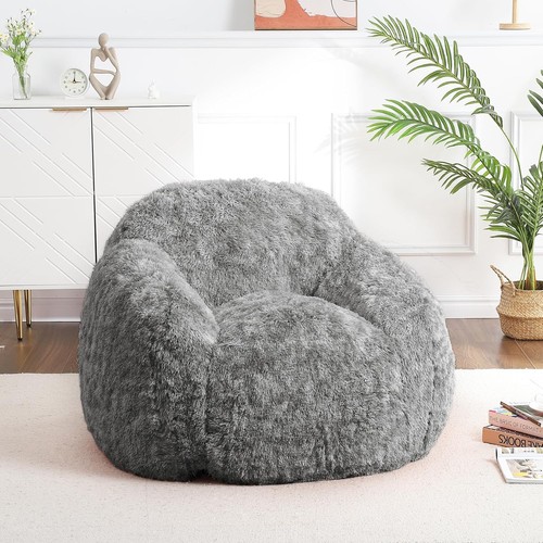 Fluffy faux fur bean bag - fur,